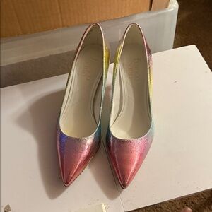 Franco Sarto Women's Iridescent Heels  pointed toe block heels size  7 M